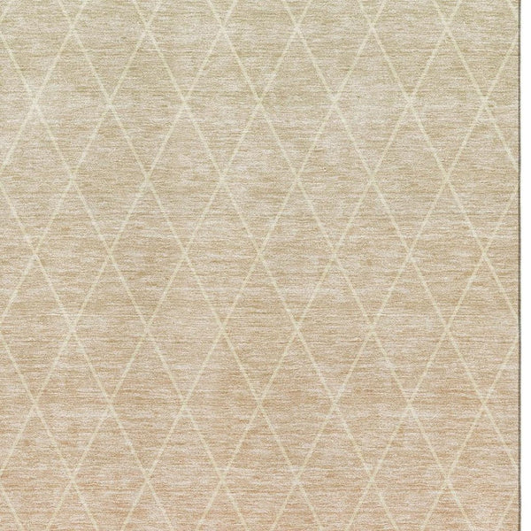 HomeRoots 8' X 10' Salmon & Beige Geometric Washable Area Rug - UV Protected, Stain Resistant, Stylish & Durable 688181