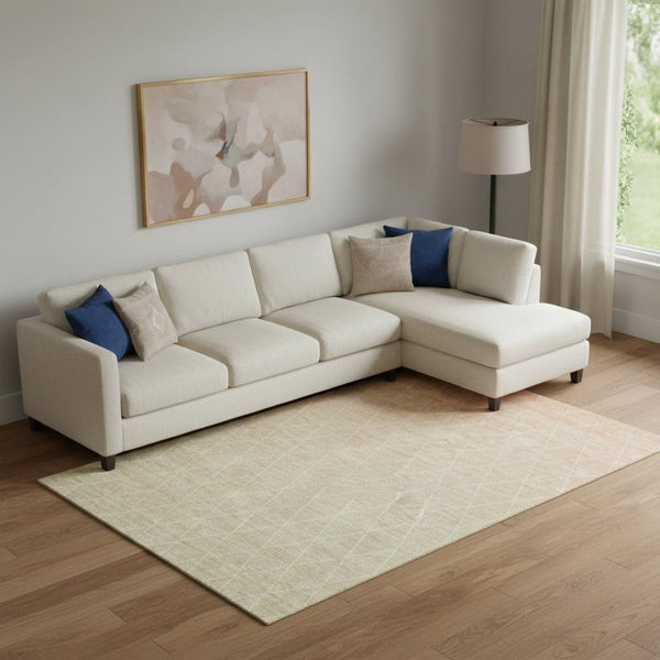 HomeRoots 9' X 12' Salmon And Beige Geometric Area Rug - Durable, Washable, UV Protected for Busy Homes 688182