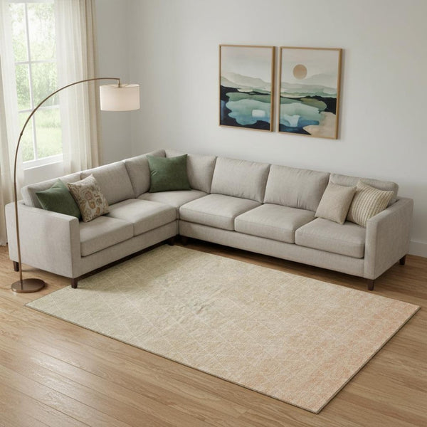 HomeRoots 10' X 14' Salmon & Beige Geometric Washable Area Rug - UV Protected, Durable & Stylish for Family Spaces 688183