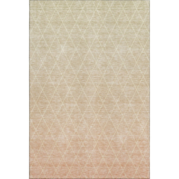 HomeRoots 10' X 14' Salmon & Beige Geometric Washable Area Rug - UV Protected, Durable & Stylish for Family Spaces 688183