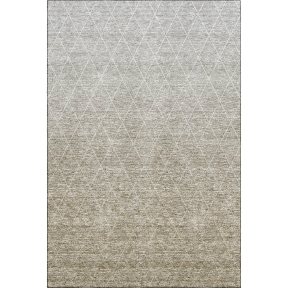HomeRoots 5' X 8' Taupe & Beige Geometric Washable Area Rug - Durable, Stylish, UV-Protected for High Traffic Areas 688185