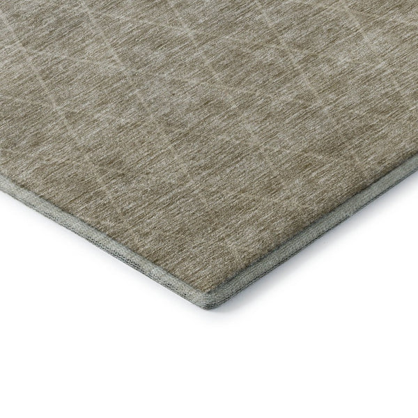 HomeRoots 5' X 8' Taupe & Beige Geometric Washable Area Rug - Durable, Stylish, UV-Protected for High Traffic Areas 688185