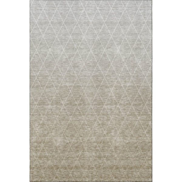 HomeRoots 5' X 8' Taupe & Beige Geometric Washable Area Rug - Durable, Stylish, UV-Protected for High Traffic Areas 688185
