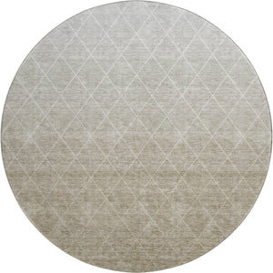 HomeRoots 8' Taupe and Beige Geometric Round Rug - Washable, UV Protected, Perfect for Stylish Living Spaces! 688186