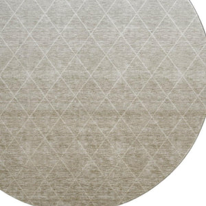 HomeRoots 8' Taupe and Beige Geometric Round Rug - Washable, UV Protected, Perfect for Stylish Living Spaces! 688186
