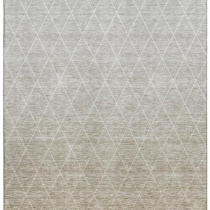HomeRoots 8' X 10' Taupe and Beige Geometric Washable Area Rug – UV Protected, Durable, Ideal for Homes with Kids! 688187