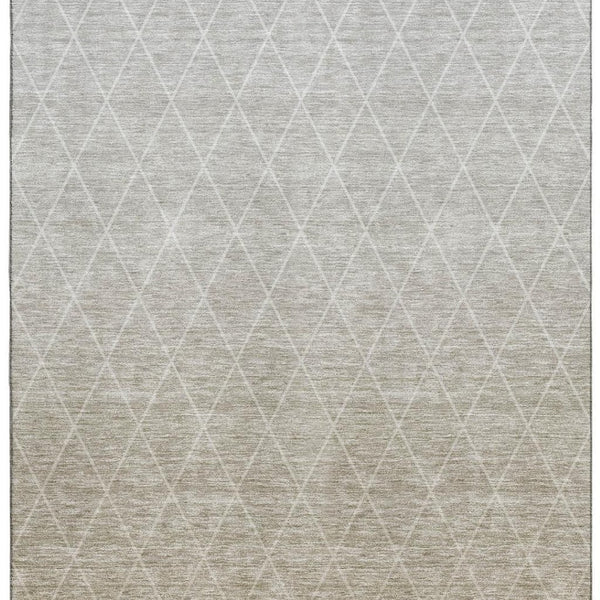 HomeRoots 9' X 12' Taupe & Beige Geometric Area Rug – Stain-Resistant, UV Protected, Washable for Busy Homes 688188