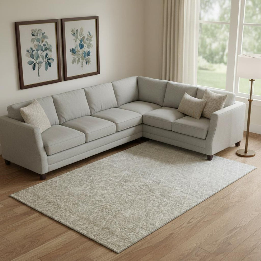 HomeRoots 10' X 14' Taupe and Beige Geometric Area Rug - Stylish, Stain-Resistant, UV-Protected for Modern Homes 688189