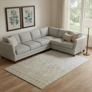 HomeRoots 10' X 14' Taupe and Beige Geometric Area Rug - Stylish, Stain-Resistant, UV-Protected for Modern Homes 688189