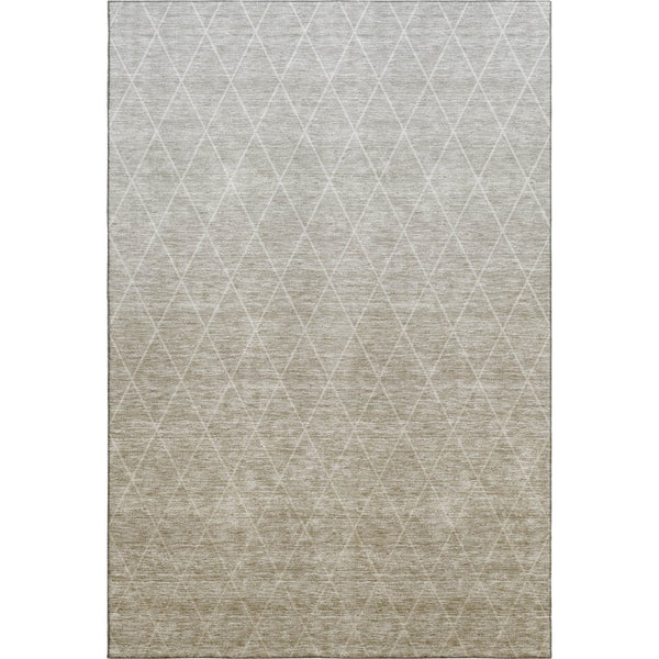 HomeRoots 10' X 14' Taupe and Beige Geometric Area Rug - Stylish, Stain-Resistant, UV-Protected for Modern Homes 688189