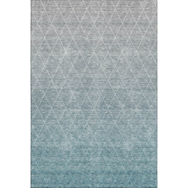 HomeRoots 5' Modern Teal and Ivory Geometric Area Rug - Washable, UV-Protected, Durable for Busy Homes 688191