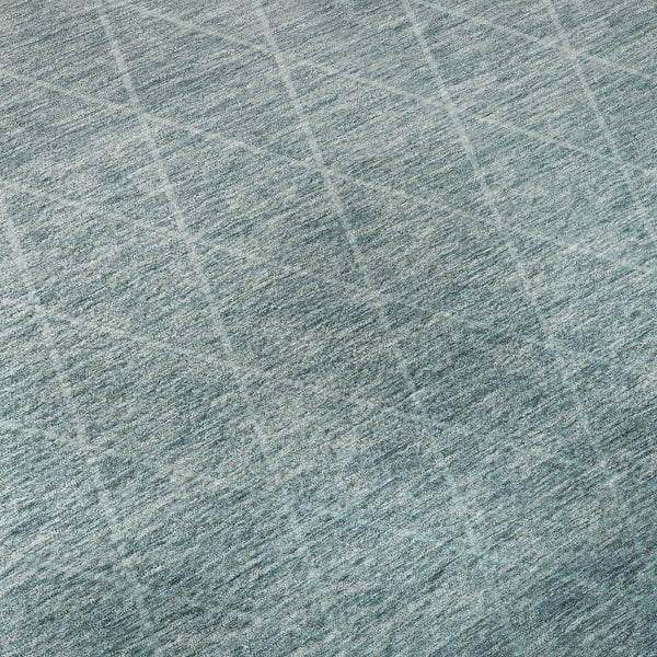 HomeRoots 5' Modern Teal and Ivory Geometric Area Rug - Washable, UV-Protected, Durable for Busy Homes 688191