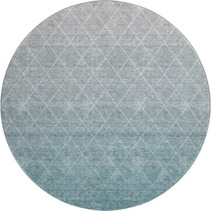 HomeRoots 8' Teal and Ivory Geometric Round Rug - Stylish, Washable, UV-Protected, Perfect for Homes with Kids & Pets 688192