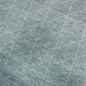 HomeRoots 8' X 10' Stylish Teal and Ivory Geometric Area Rug - Washable, UV-Resistant, Perfect for High-Traffic Areas 688193