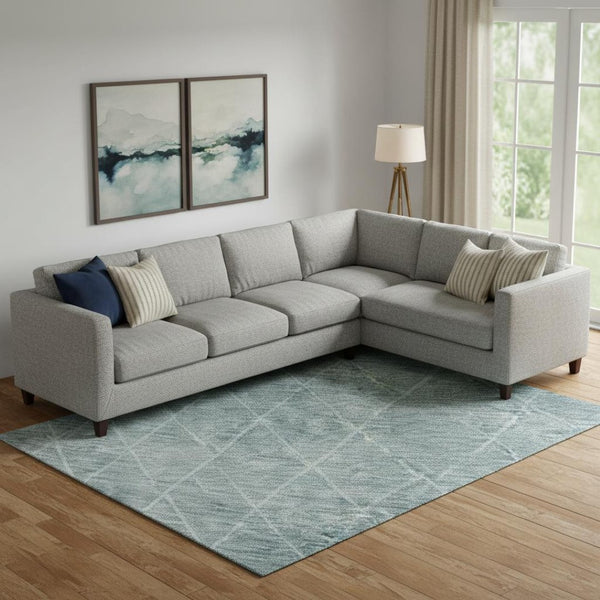 HomeRoots 9' X 12' Teal And Ivory Geometric Area Rug – Washable, UV-Protected & Ideal for Kids and Pets! 688194