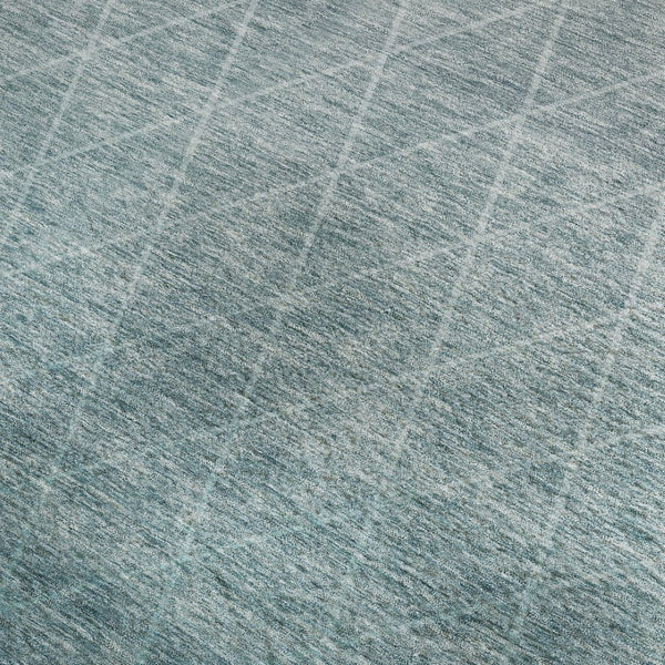 HomeRoots 9' X 12' Teal And Ivory Geometric Area Rug – Washable, UV-Protected & Ideal for Kids and Pets! 688194