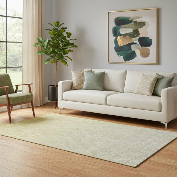 HomeRoots 5' X 8' Wheat & Ivory Geometric Area Rug - Washable, UV Protected, Stain Resistant & Stylish Decor 688197