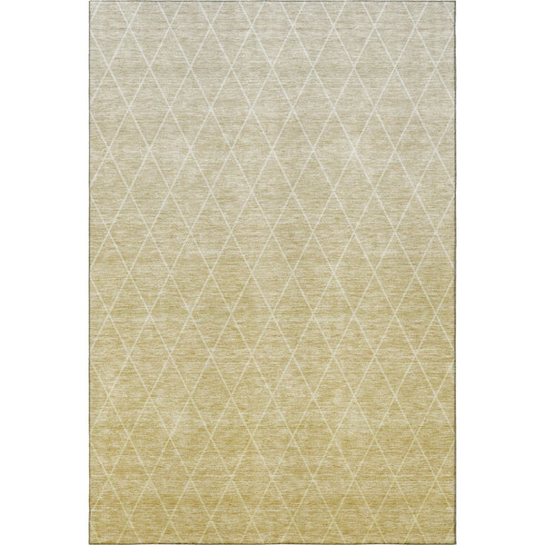 HomeRoots 8' X 10' Wheat and Ivory Geometric Area Rug - Washable, UV Protected, Durable, Perfect for Any Room! 688199