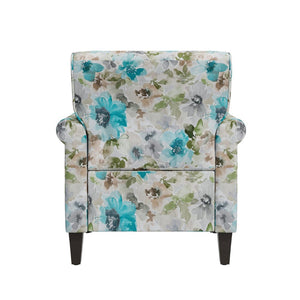 English Elm Barnet Floral Accent Armchair with Pewter Nailhead Trim and Tapered Wood Legs B127P495064
