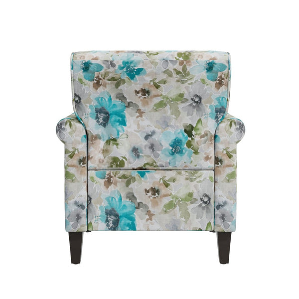 English Elm Barnet Floral Accent Armchair with Pewter Nailhead Trim and Tapered Wood Legs B127P495064
