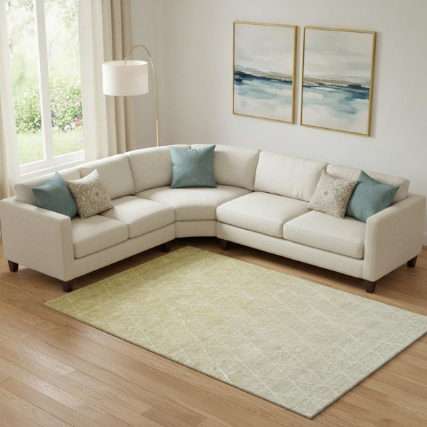 HomeRoots 9' X 12' Wheat & Ivory Geometric Area Rug - Durable, Washable, UV-Protected for Family-Friendly Spaces 688200