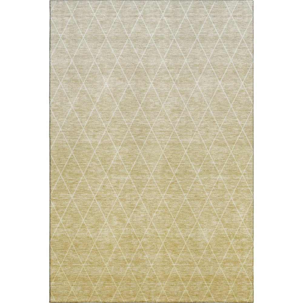 HomeRoots 9' X 12' Wheat & Ivory Geometric Area Rug - Durable, Washable, UV-Protected for Family-Friendly Spaces 688200