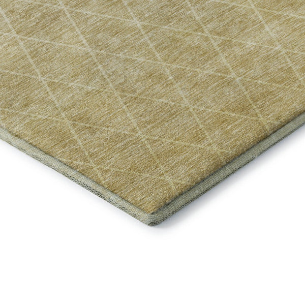HomeRoots 9' X 12' Wheat & Ivory Geometric Area Rug - Durable, Washable, UV-Protected for Family-Friendly Spaces 688200