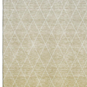 HomeRoots 9' X 12' Wheat & Ivory Geometric Area Rug - Durable, Washable, UV-Protected for Family-Friendly Spaces 688200