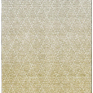 HomeRoots 9' X 12' Wheat & Ivory Geometric Area Rug - Durable, Washable, UV-Protected for Family-Friendly Spaces 688200