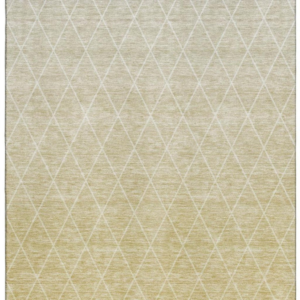 HomeRoots 9' X 12' Wheat & Ivory Geometric Area Rug - Durable, Washable, UV-Protected for Family-Friendly Spaces 688200