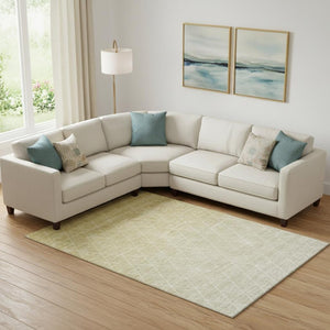 HomeRoots 10' Wheat and Ivory Geometric Area Rug - Washable, UV-Protected, Stain-Resistant for Modern Spaces 688201