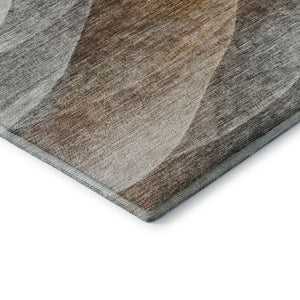 HomeRoots 5' X 8' Washable Khaki Ivory Gray Abstract Area Rug - Modern, Durable, UV Protected for Any Space 688203