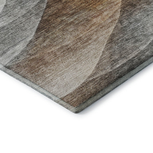 HomeRoots 5' X 8' Washable Khaki Ivory Gray Abstract Area Rug - Modern, Durable, UV Protected for Any Space 688203