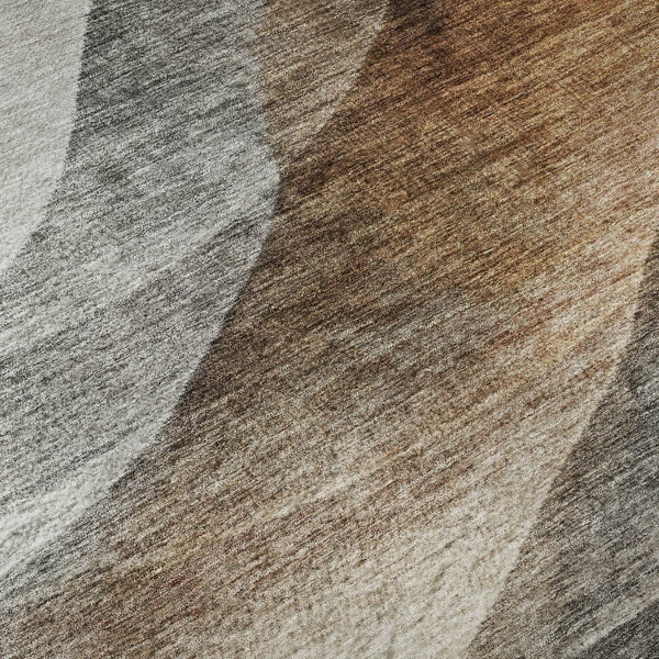 HomeRoots 5' X 8' Washable Khaki Ivory Gray Abstract Area Rug - Modern, Durable, UV Protected for Any Space 688203