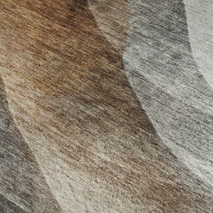 HomeRoots 5' X 8' Washable Khaki Ivory Gray Abstract Area Rug - Modern, Durable, UV Protected for Any Space 688203