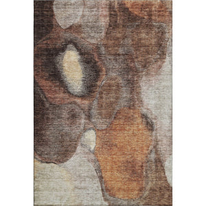 HomeRoots 8' X 10' Coffee Beige & Copper Abstract Area Rug - Washable, Durable, UV-Protected for Modern Spaces 688211