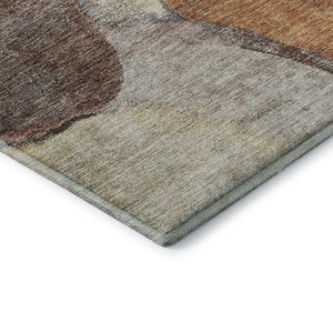 HomeRoots 8' X 10' Coffee Beige & Copper Abstract Area Rug - Washable, Durable, UV-Protected for Modern Spaces 688211