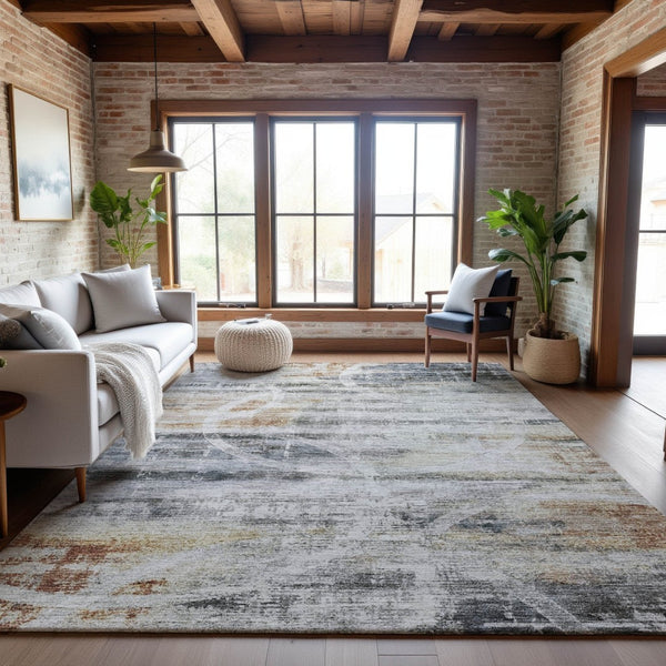 HomeRoots 8' X 10' Modern Geometric Washable Area Rug with UV Protection, Stain Resistance & Easy Care 688217