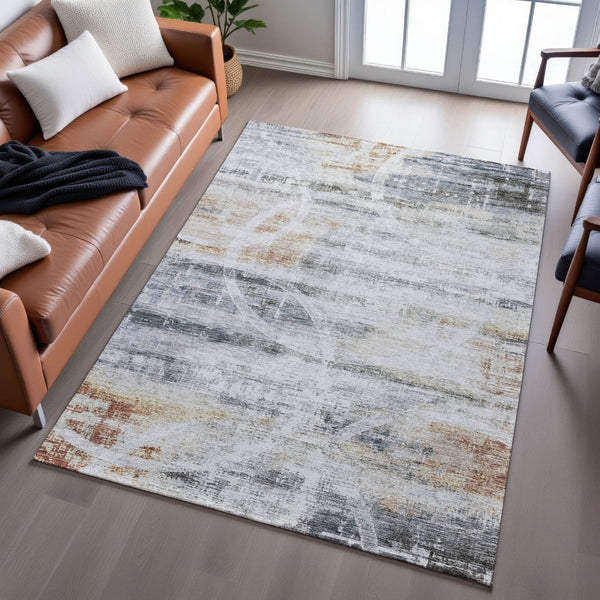 HomeRoots 8' X 10' Modern Geometric Washable Area Rug with UV Protection, Stain Resistance & Easy Care 688217