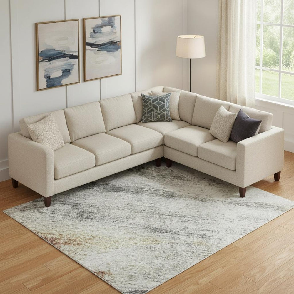 HomeRoots 10' X 14' Stylish Silver Copper Gray Geometric Area Rug – Washable, UV-Protected, Stain-Resistant! 688219