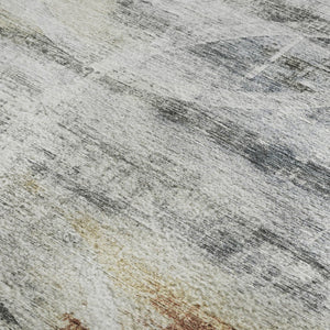 HomeRoots 10' X 14' Stylish Silver Copper Gray Geometric Area Rug – Washable, UV-Protected, Stain-Resistant! 688219