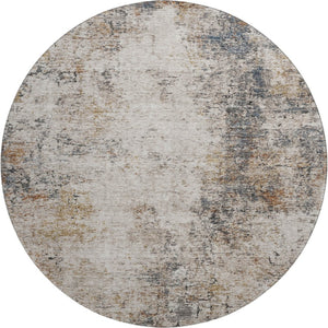 HomeRoots 8' Beige Gray Copper Abstract Round Rug - Washable, UV Protected & Stain Resistant for Modern Spaces 688222