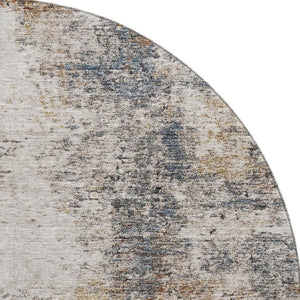 HomeRoots 8' Beige Gray Copper Abstract Round Rug - Washable, UV Protected & Stain Resistant for Modern Spaces 688222