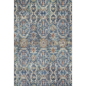 HomeRoots 8' X 10' Washable Denim Blue, Beige & Copper Medallion Area Rug - UV Protected & Stain Resistant Decor 688229