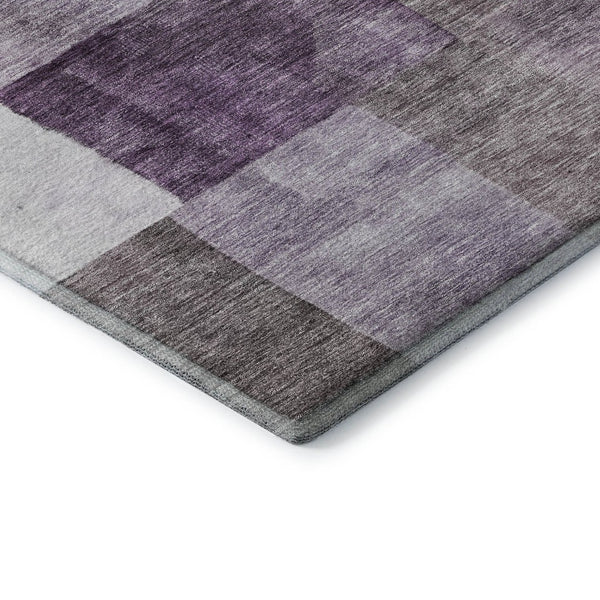 HomeRoots 9' X 12' Eggplant Gray Ivory Geometric Washable Area Rug - UV Protected, Stain Resistant & Stylish 688236