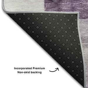 HomeRoots 10' X 14' Eggplant Gray Geometric Area Rug – Stylish, Washable, UV-Protected for All Spaces 688237