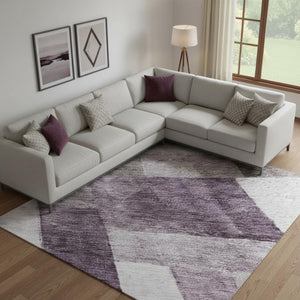 HomeRoots 10' X 14' Eggplant Gray Geometric Area Rug – Stylish, Washable, UV-Protected for All Spaces 688237