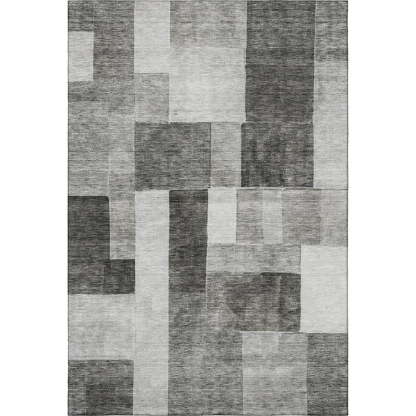 HomeRoots 8' X 10' Modern Pewter Gray & Silver Geometric Area Rug – Washable, UV-Protected, Durable Design 688241