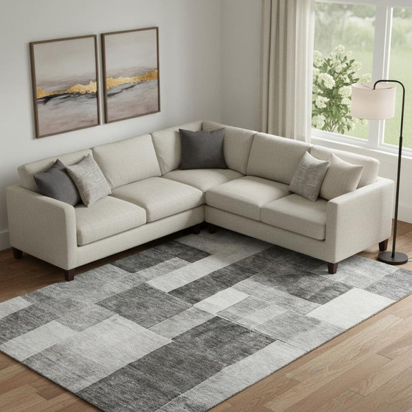 HomeRoots 9' X 12' Stylish Pewter Gray & Silver Geometric Area Rug - Washable, UV Protected & Durable Design 688242