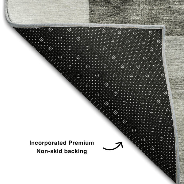 HomeRoots 9' X 12' Stylish Pewter Gray & Silver Geometric Area Rug - Washable, UV Protected & Durable Design 688242